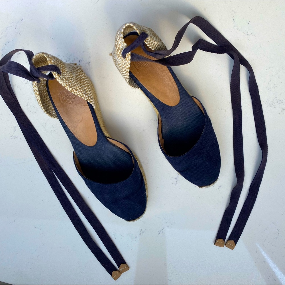 CASTANER Carina navy cotton canvas WEDGE ESPADRILLES(offers welcome🎊🎉 💛